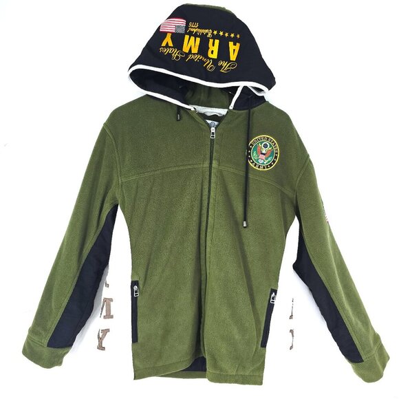 Bradford Exchange Green Army Hooded Fleece Jacket - Picture 1 of 8